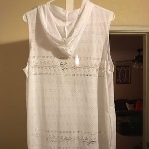 WHITE ZIPPER COVER UP with Hood